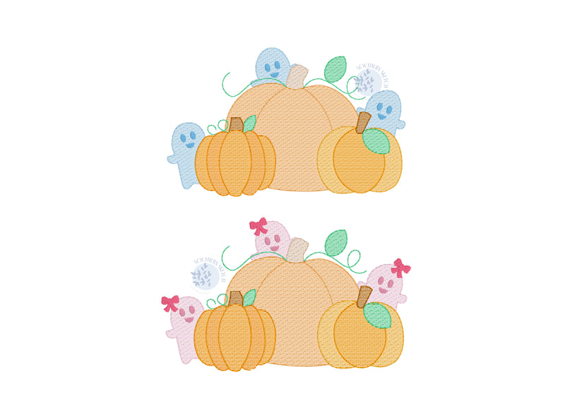 Sketch Halloween Friendly Ghost Pumpkins