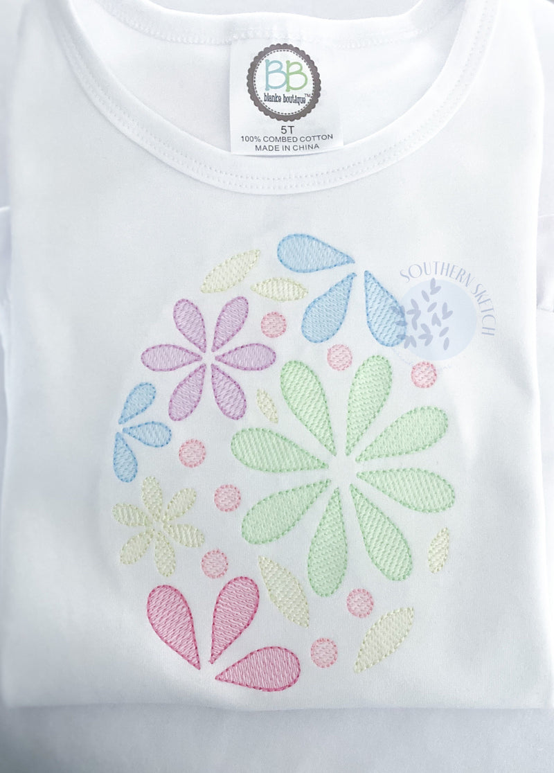 Mosaic Easter Egg Spring Flower Embroidery Design File