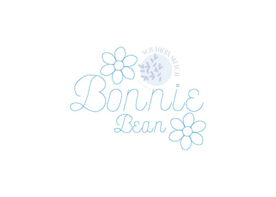 Bonnie Bean Cursive Style Floss Print Classic Machine Embroidery Bean Stitch BX Font .75", 1", 1.5"