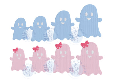 Mini Fill Stitch Halloween Friendly Ghost Girl Bow Boy Machine Embroidery Design File Instant Digital Download 1", 1.5", 2", 2.5"