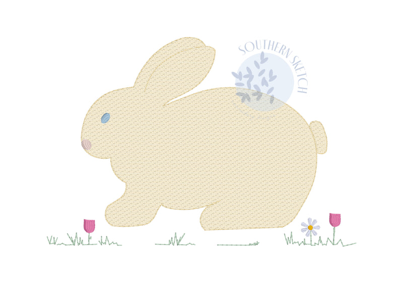 Spring Sketch Easter Bunny Machine Embroidery Design File