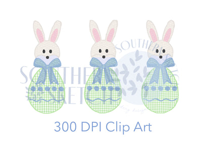 Bow Tie Bunnies Easter Eggs Watercolor .png Clip Art