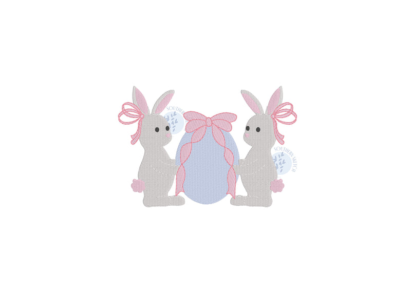 Easter Egg Bow Bunnies Fill Stitch
