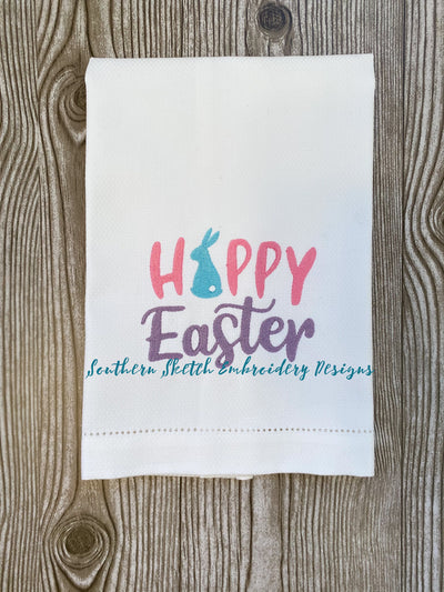 Easter Bunny Fill Stitch Linen Machine Embroidery Design