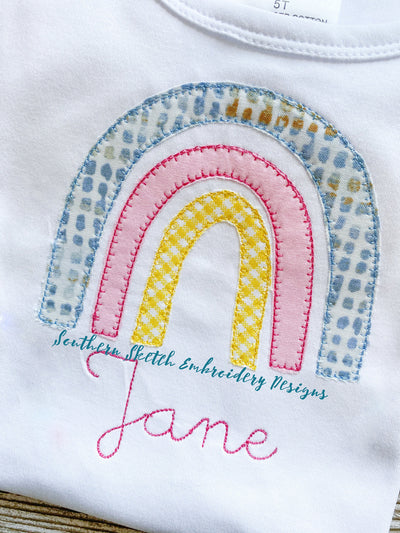 Applique Spring Summer Rainbow Machine Embroidery Design