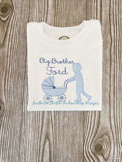 Boy Silhouette with Baby Machine Embroidery Design