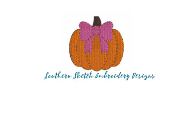 Mini Fill Stitch Pumpkin Bow Machine Embroidery File
