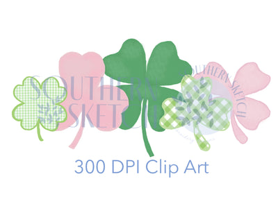  Pink St. Patrick's Day Clover Watercolor .png Clip Art Instant Digital Download File