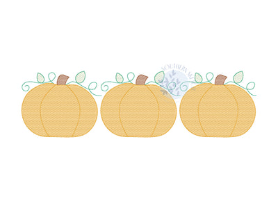 Pumpkin Vine Trio Sketch Light Fill Fall Autumn Machine Embroidery Design Instant Digital Download 4x4, 5", 5x7, 6x10