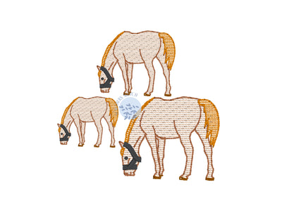 Mini Horse Sketch Fill Light Fill Instant Digital Download Machine Embroidery Design 1.5", 2", 2.5"