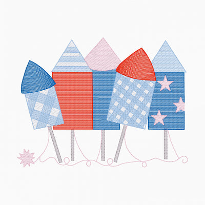 Sketch 4th of July Machine Embroidery Design