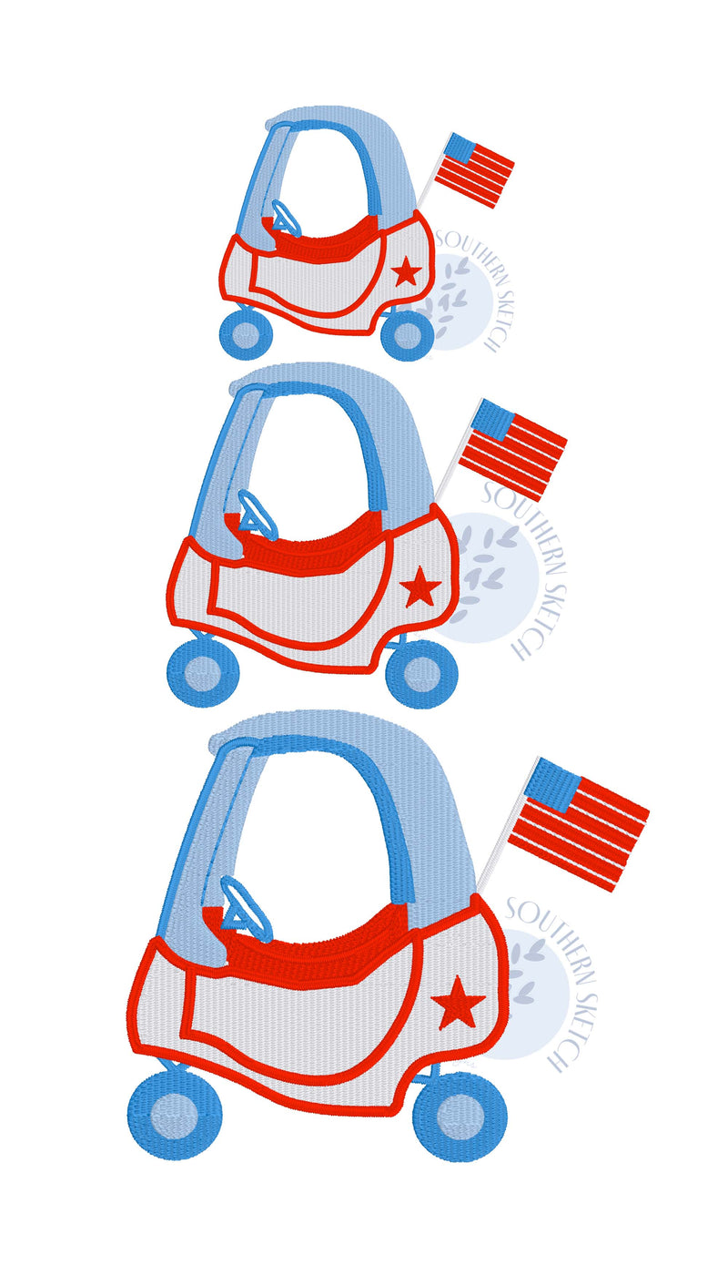 4th of July Mini Fill Stitch Patriotic Toddler Car