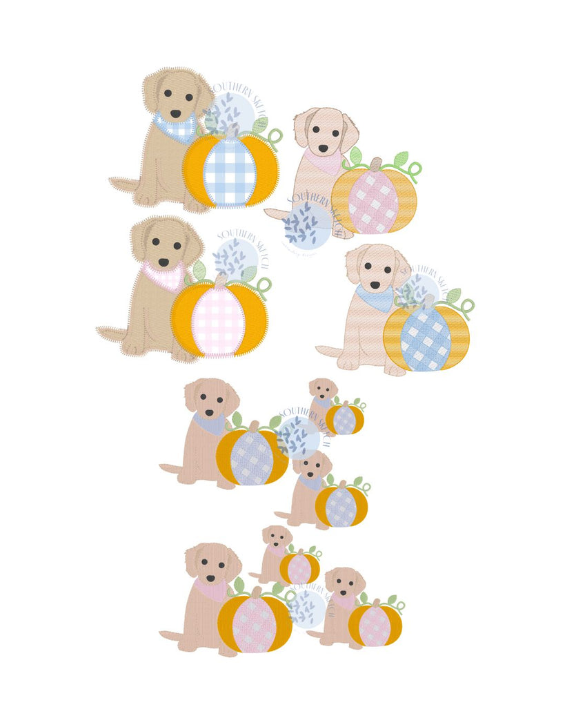 Bundle Sketch Fill, Mini Fill Stitch, Applique Pumpkin Puppy