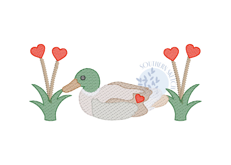 Sketch Heart Mallard Duck