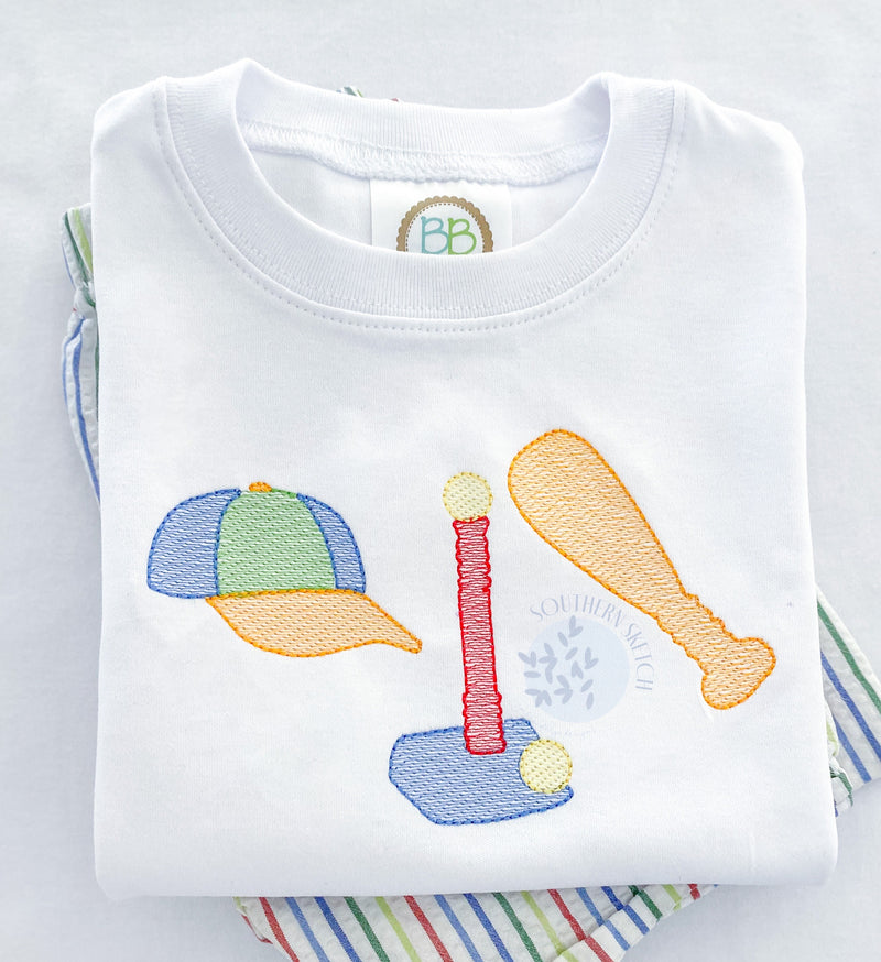 Toddler Tee-Ball Tyke Baseball Trio Machine Embroidery Design
