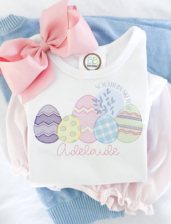 Sketch Easter Eggs Machine Embroidery Design