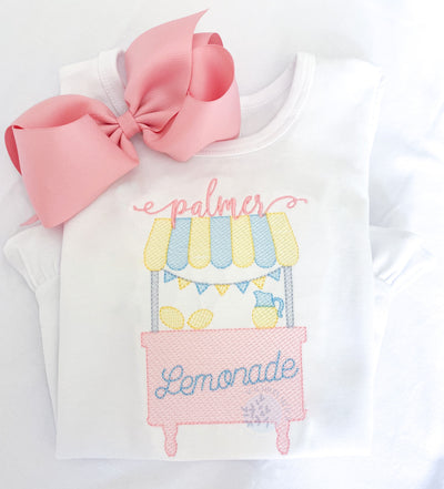 Lemonade Stand Sketch Fill Light Fill Classic Southern Style Summer Machine Embroidery Design 4x4, 5", 5x7, 6x10