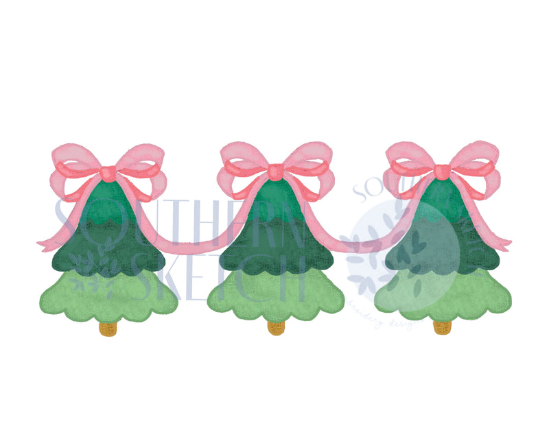 Christmas Tree Bow Digital Watercolor PNG Clip Art File for Sublimation, Heat Transfer, and Stationery