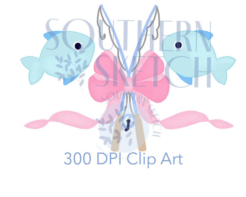 Fishing Bow Girl Summer Instant Digital Download Watercolor PNG .png Clip  Art File for Sublimation, Heat Transfer, and Stationery – Southern Sketch  Designs