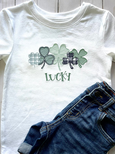 St. Patrick's Day Gingham Clover Patch Machine Embroidery Design File