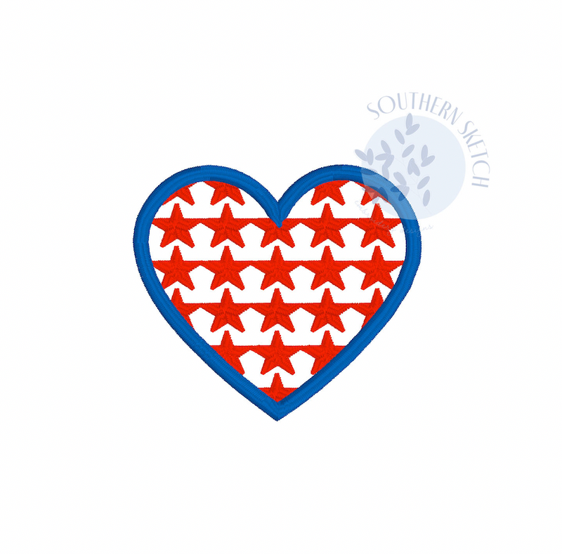 Mini Star Heart Patriotic Fill Stitch Machine Embroidery Design