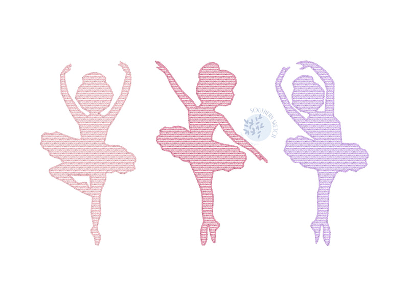 Sketch Ballerina Girl Trio
