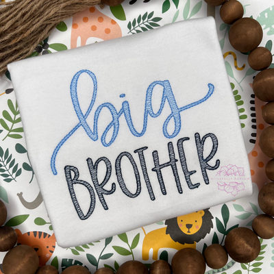 Bundle Little Brother, Big Brother, Little Sister, Big Sister Sibling Light Fill Sketch Machine Embroidery Digital Design 4x4, 5x7, 6x10