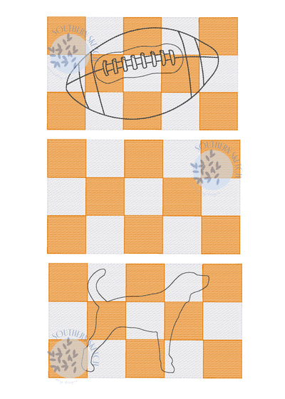 End Zone Checkerboard Fall Football Season Sketch Fill Light Fill Quick Stitch Two Toned Machine Embroidery Design 4x4, 5", 5x7, 6x10