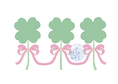 4 Leaf Clover Bow Trio St. Patrick's Day Machine Embroidery Design File