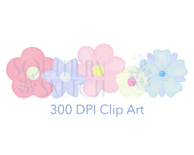 Spring Flower Patch Watercolor .png Clip Art