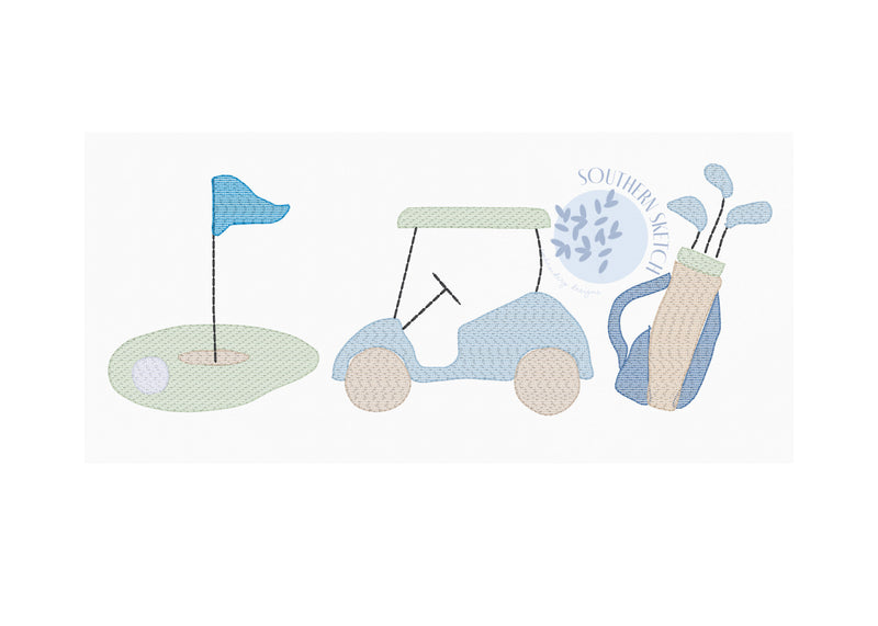 Sketch Golf Trio Machine Embroidery Design