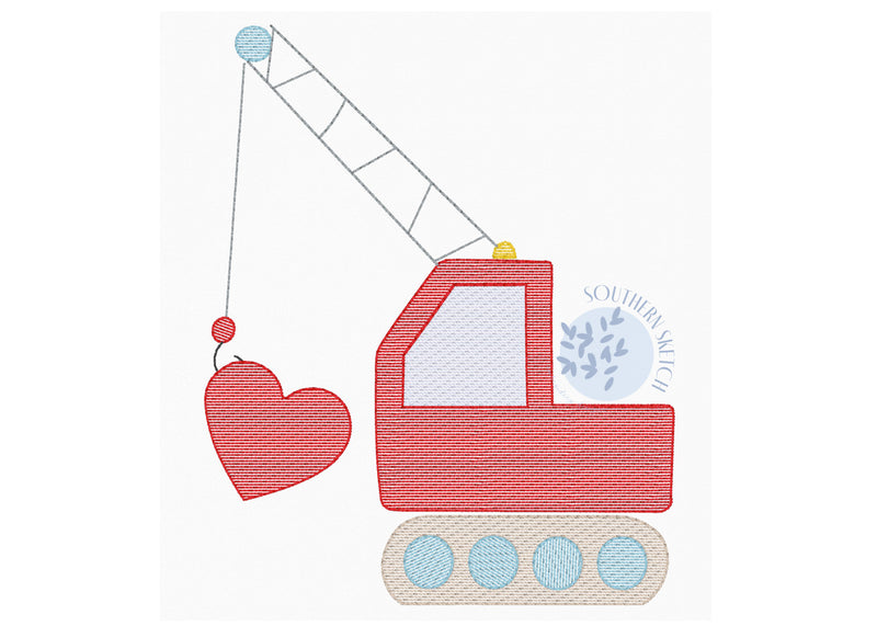 Crane Truck Towing a Heart Valentine&