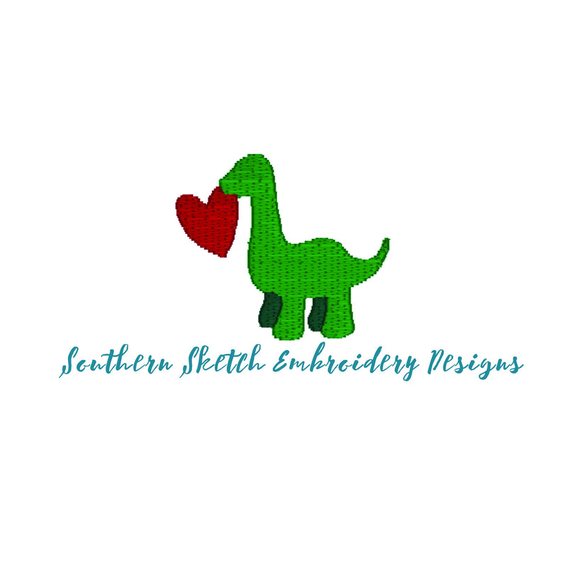 Mini Fill Stitch Dinosaur Heart