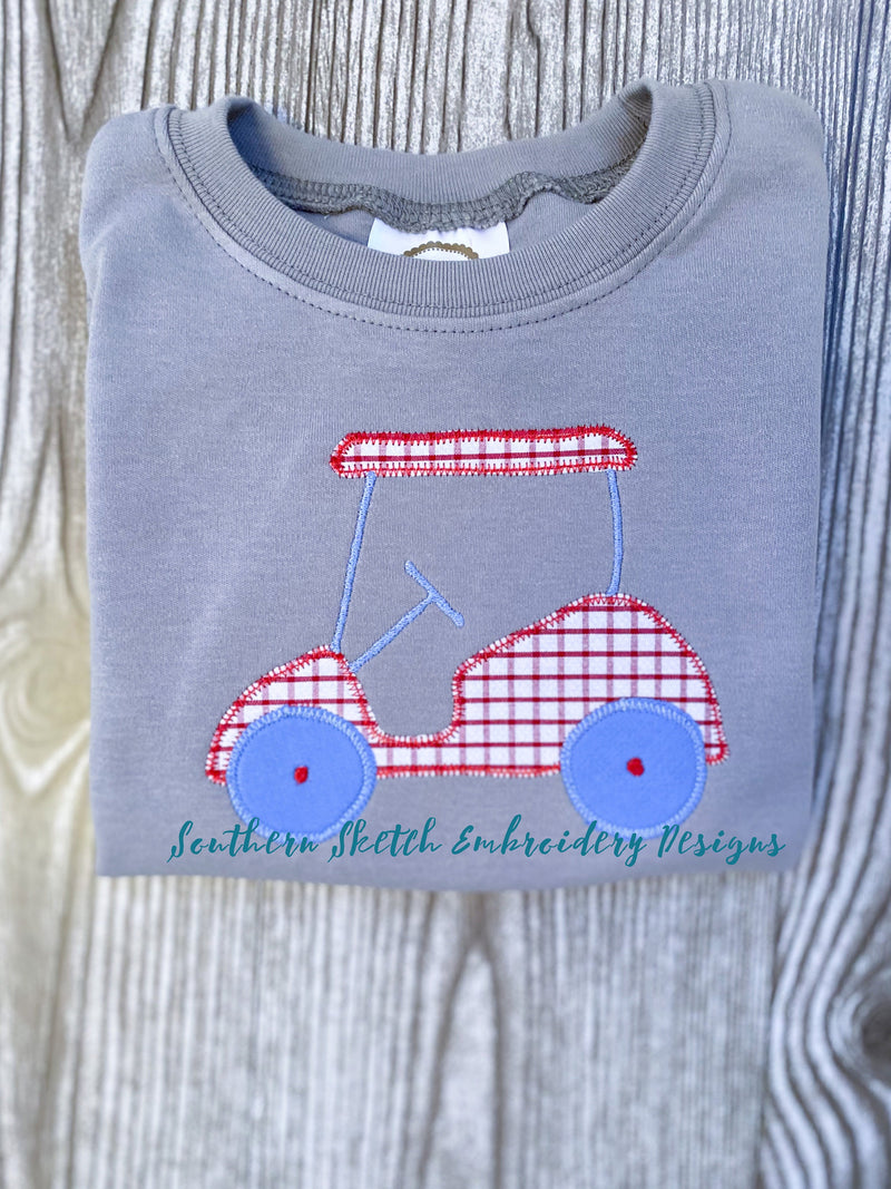 Applique Golf Cart Machine Embroidery Design – Southern Sketch Designs