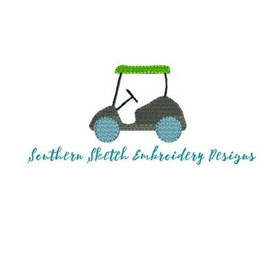 Mini Fill Stitch Golf Cart Machine Embroidery Design