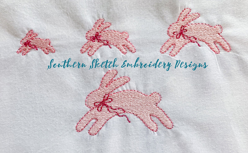 Mini Fill Stitch Vintage Bunnies Machine Embroidery Design