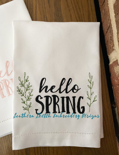 Hello Spring Fill Stitch Linen Machine Embroidery Design