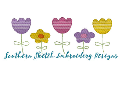 Sketch Spring Flowers Machine Embroidery Design