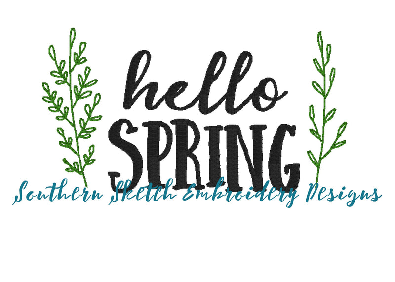 Hello Spring Fill Stitch Linen Machine Embroidery Design