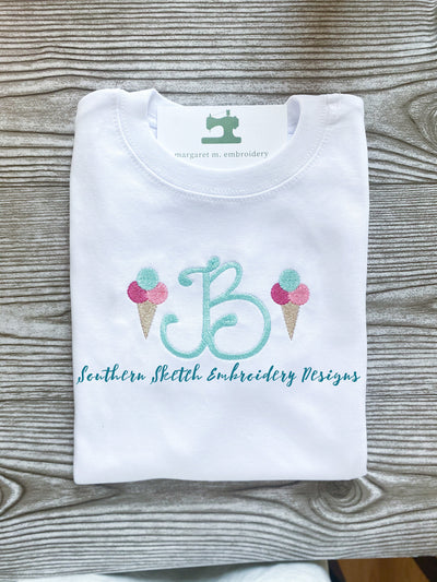 Mini Fill Stitch Summer Ice Cream Cones Machine Embroidery Design