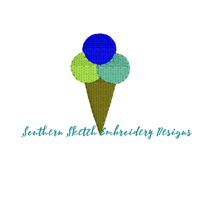 Mini Fill Stitch Summer Ice Cream Cones Machine Embroidery Design