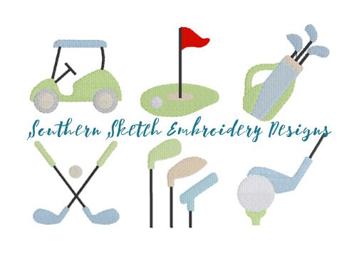 Mini Fill Stitch Golf Machine Embroidery Designs. 