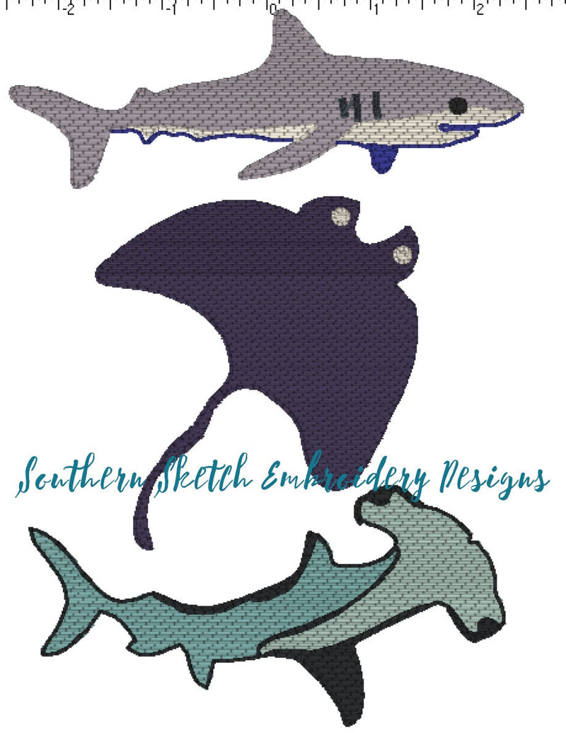 Sketch Shark Stingray Trio