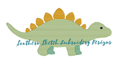 Sketch Stegosaurus Dinosaur Machine Embroidery Design