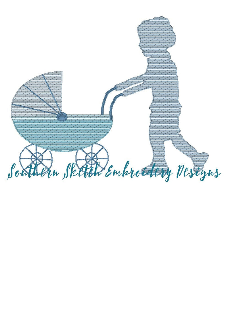 Boy Silhouette with Baby Machine Embroidery Design