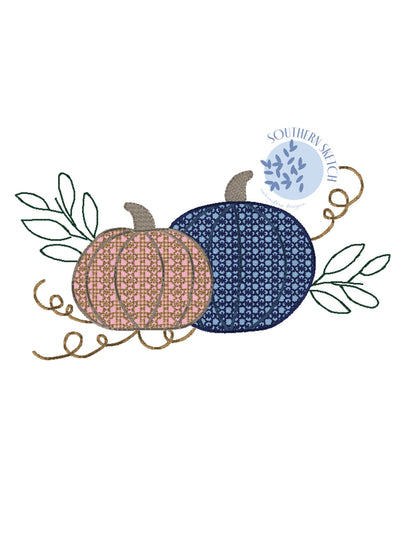 Motif Pumpkin Patch Fall Autumn Vine Applique Machine Embroidery Design