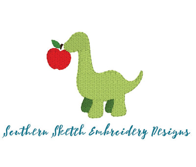Apple Dinosaur Mini Fill Stitch Machine Embroidery Design
