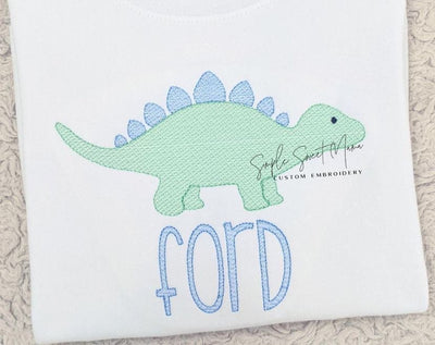 Sketch Stegosaurus Dinosaur Machine Embroidery Design