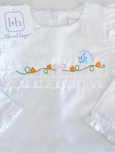 Pumpkin Bow Fall Monogram Frame Vine Machine Embroidery Design