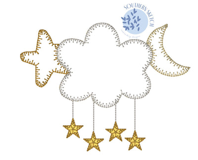 Applique Cloud Moon and Stars Mobile